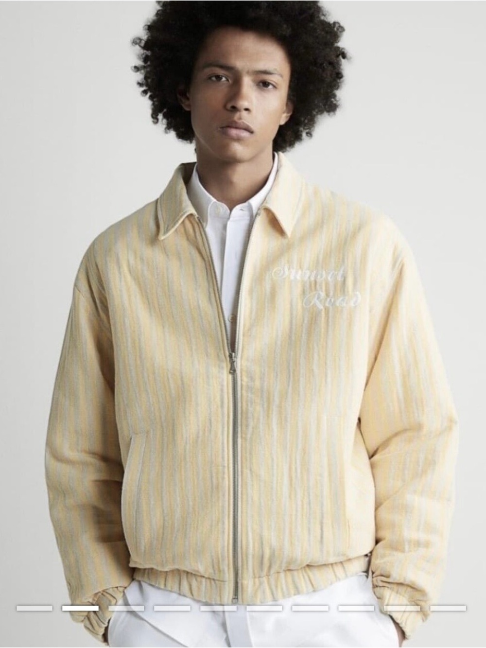 NWT Zara Sunset Road Full Zip Striped Woven Jacket Yellow/Beige Size XL $89